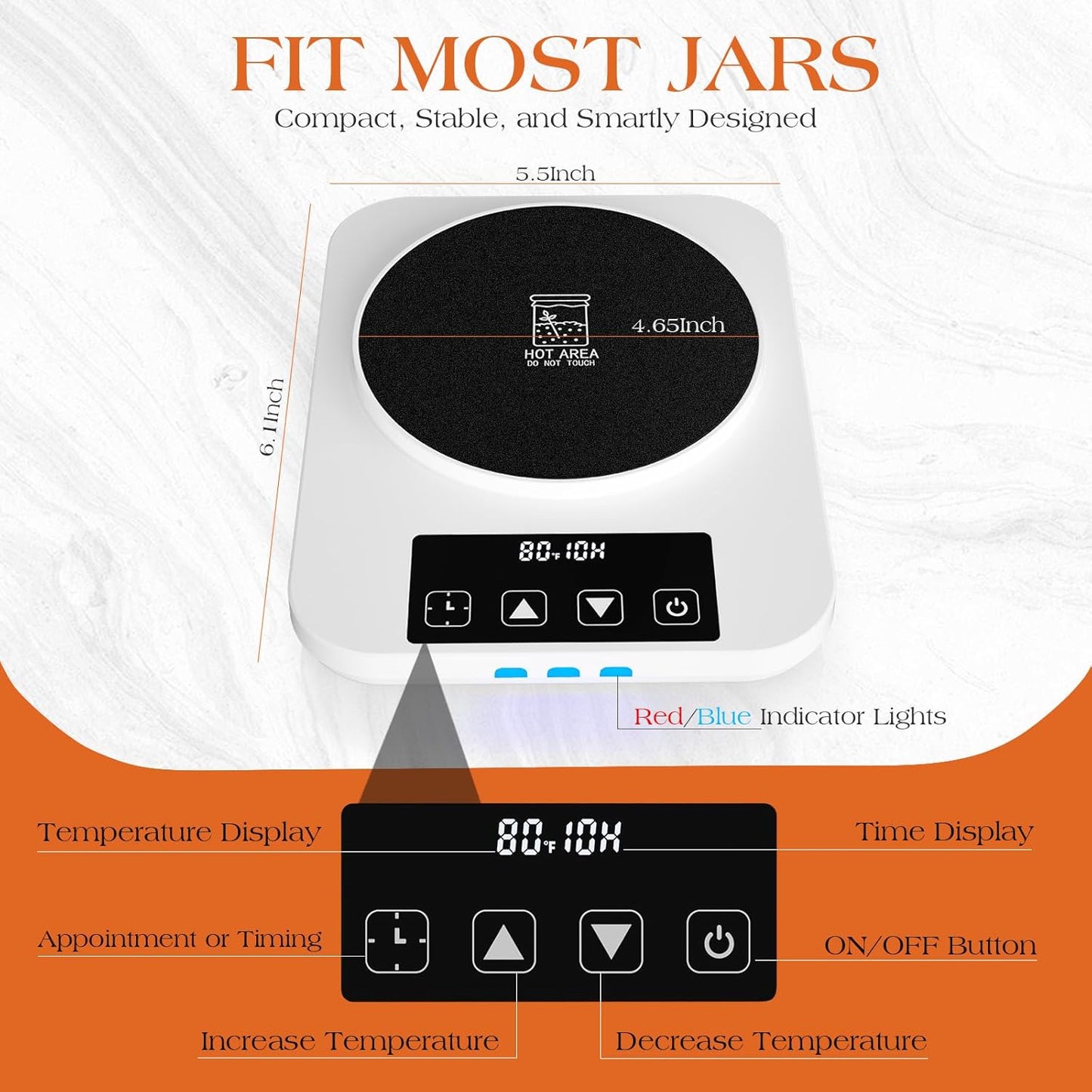 Sourdough Starter Warmer 2025 with Precise 1°F Control (70–100°F), Sourdough Warmer, 4.3" Heating Pad, 12H Auto Timer, USB Powered Fermentation Mat for Sourdough Jar, for Home Bread Baking