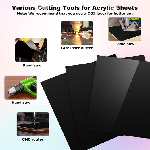 Adrattnay Black Acrylic Panels 1/8 Thick, Opaque Acrylic Panels