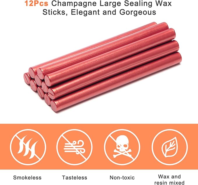 Sealing Wax Sticks 12P with Glue Gun, Luxiv 5.4" Sealing Waxs Stick 10MM Fire