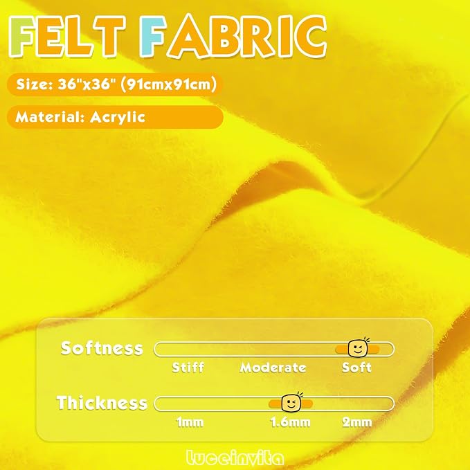 Yellow 36" X 36" Felt Fabric Sheet
