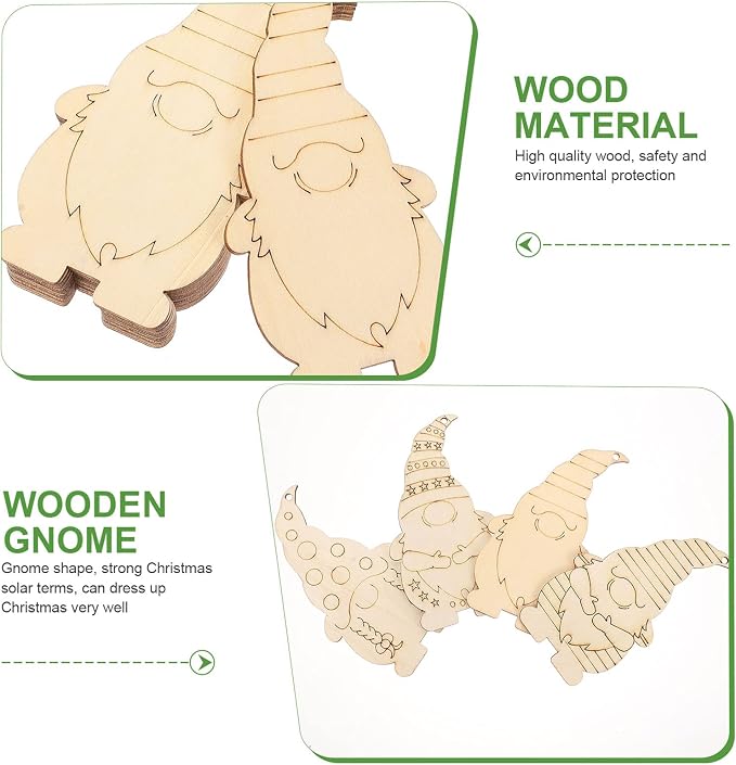 FOMIYES 40Pcs Christmas Wooden Gnome Hanging Decorations