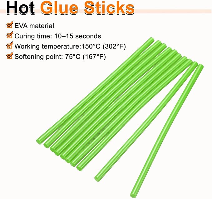 HARFINGTON 10pcs Hot Glue Sticks 0.28" Dia x 9.84" Long EVA Mini Hot Melt