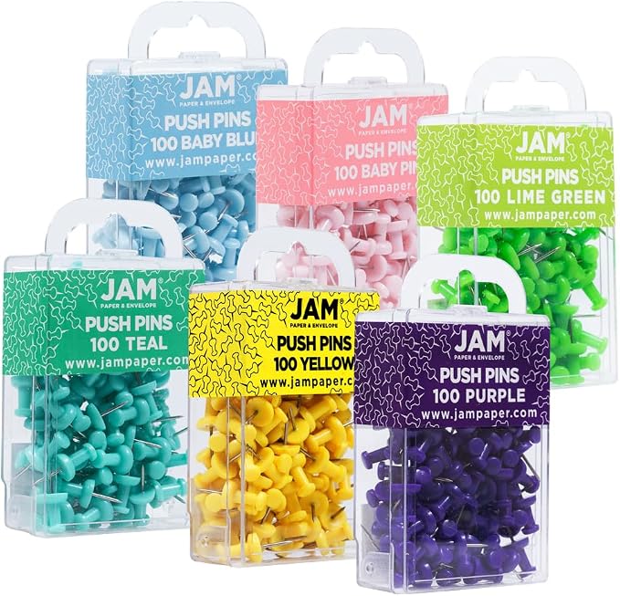 JAM PAPER Colorful Push Pins