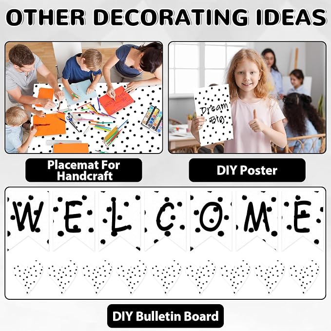 Qyeahkj Black Dot Bulletin Board Paper Roll Black Polka Dot Bulletin Board
