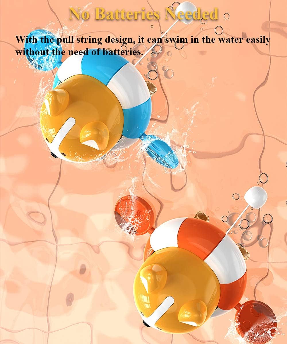 Bath Toy Pull String Corgi Bathtub Toy Windup Swimming Corgi Rowing Puppy Floating Water Toy for Boys and Girls (Orange)