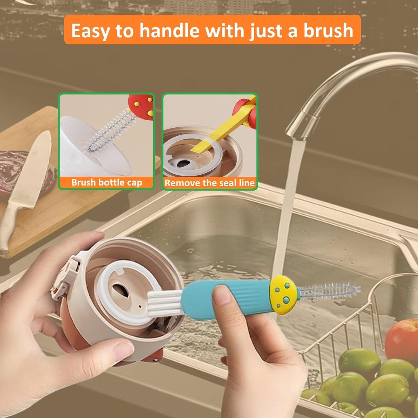 New Upgrade 3 in 1 Cup Lid Cleaning Brush, 3 Pack Tiny Bottle Brushes Set,Multifunctional Tool for Thorough Cleaning of Bottles, Cups, and Tight Spaces,Ideal for Home & Kitchen