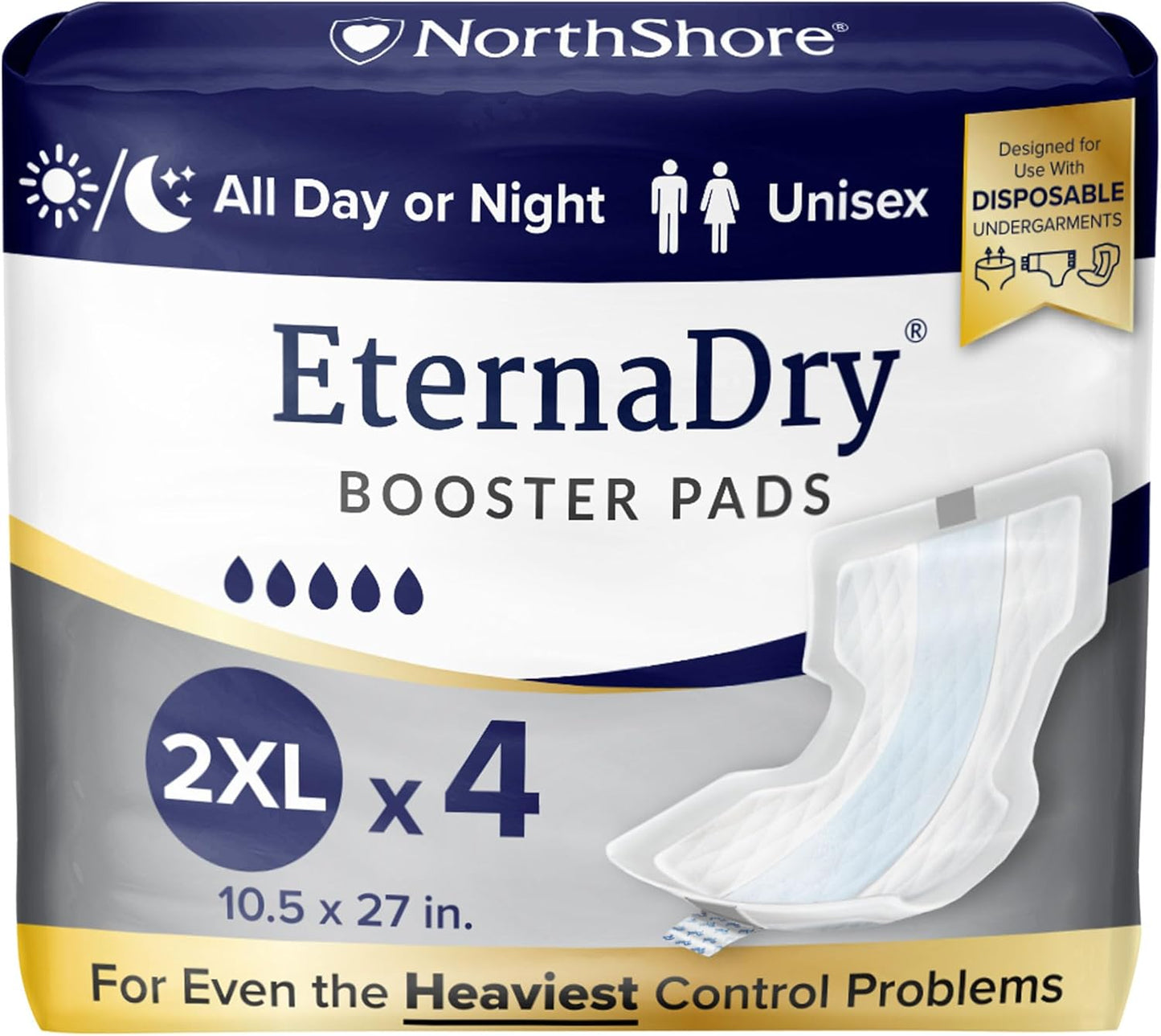NorthShore EternaDry Booster Pads for Men and Women, 2X-Large, Starter Pack/4