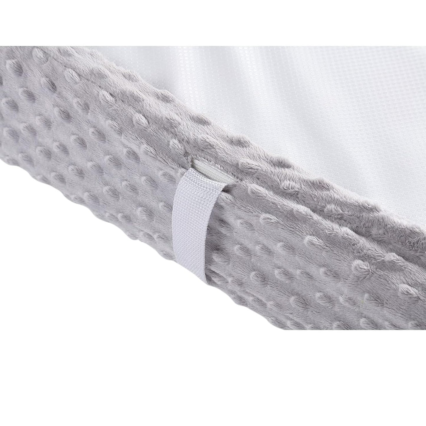2 Pack Solid Changing Table Pad Cover Cradle Sheet, Fits 32"/34''x16 Contoured Diaper Changing Pad, Dots Plush Changing Table Covers(Beige + Grey)