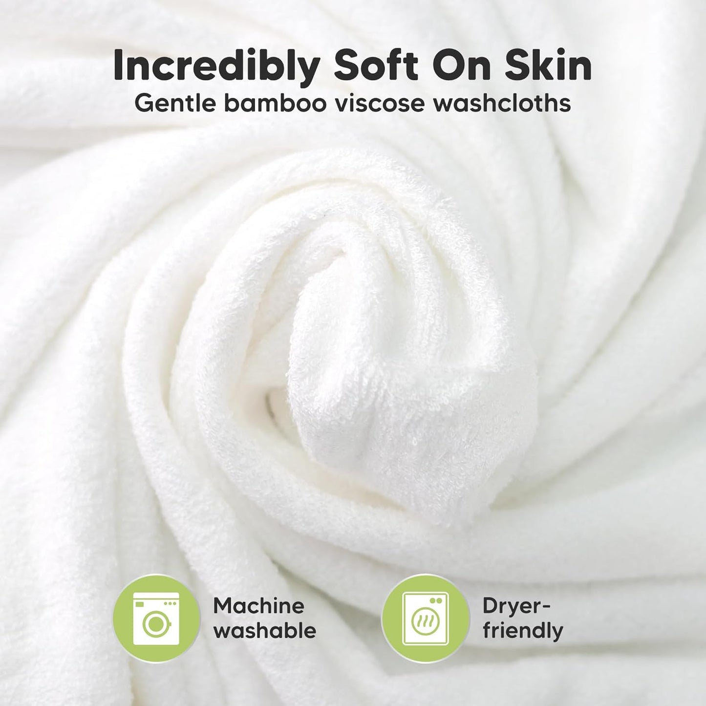6-Pack Baby Washcloths - Soft Absorbent Viscose from Bamboo Wash Cloths for Babies, Kids, Toddlers, Infant, Newborn Bath Towels, Gentle on Sensitive Skin, 10x10 Reusable Face Towels (Hills)