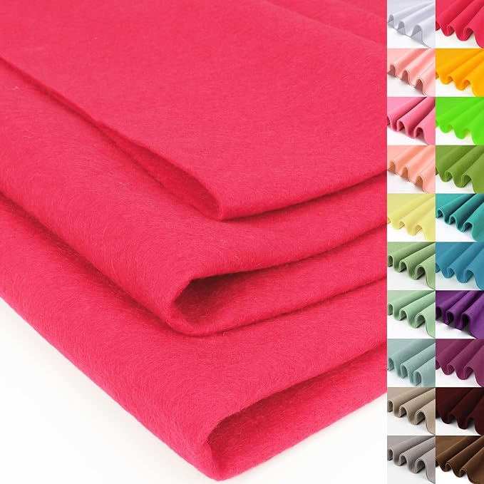 XSEINO Soft Felt Fabric, Large Single Piece, 36x108 Inch, 1.4mm Thick Neon Red