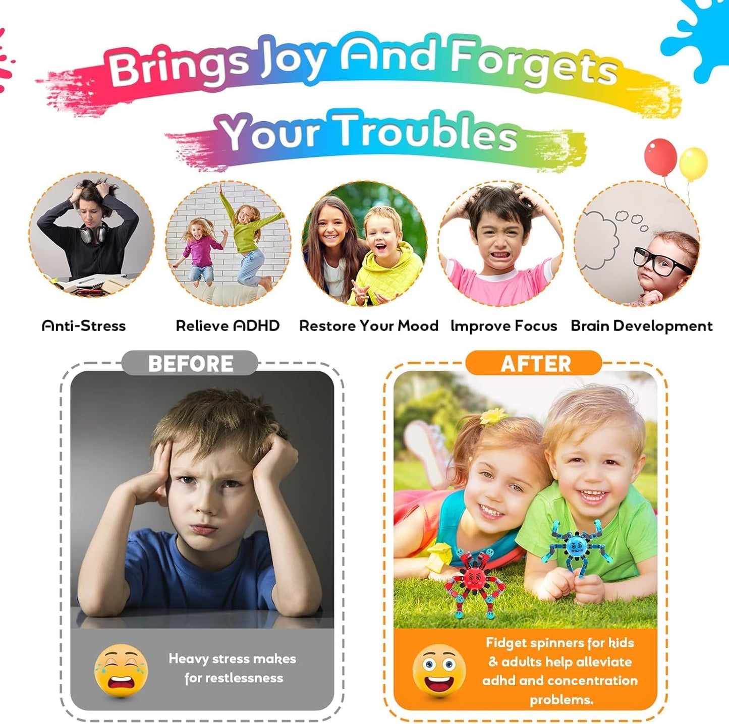 Transformable Fidget Spinner Toys for Kids and Adults,Fingertip Gyros Sensory Toy for Boys Girl Autism ADHD Relief,Gifts for Chrismas Birthdays Party Favors for Teens Travel Stocking Stuffers