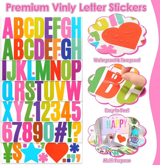 600 Pcs 36 Sheets Letter Stickers 2.5 Inches Colorful Large Alphabet Number
