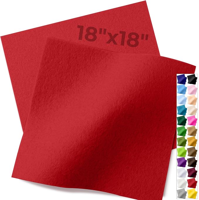 IONTACH 18" X 18" Soft Felt Sheets 1.6mm Thick | Acrylic Felt Fabric Sheets