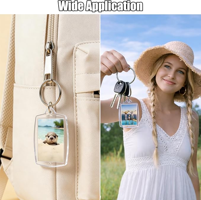 REDANHA 12pcs Acrylic Photo Frame Keychain Holder 2 x 3 In Picture Insert Blank