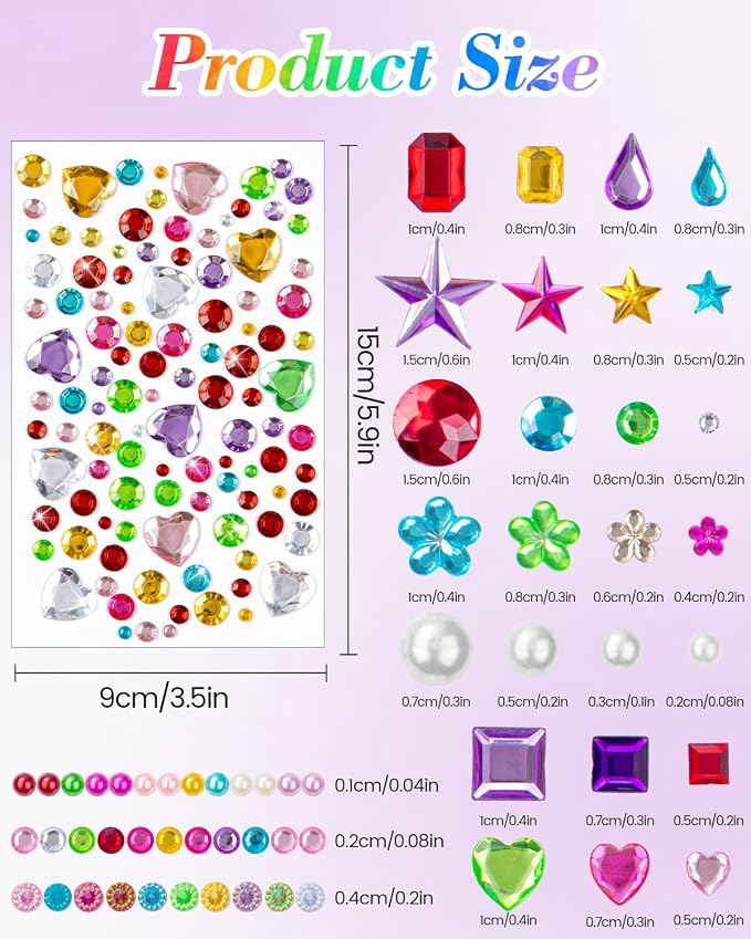 6124Pcs Gem Stickers-Self-Adhesive Face Jewelry Stickers, Acrylic Gems DIY