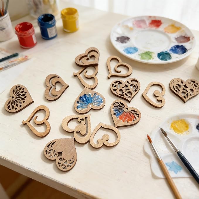 100 Pcs Unfinished Wooden Cutouts