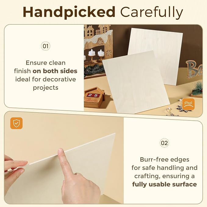 36 Pack Basswood Plywood Sheets 12"x12"x1/8", Basswood