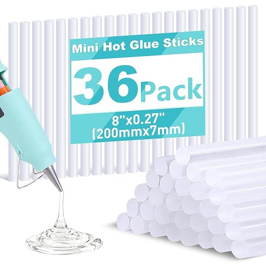 Phinus 36 Pack Mini Hot Glue Sticks, EVA Clear Glue Gun Sticks, Hot Glue Gun