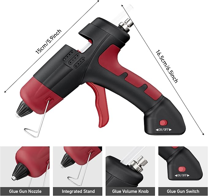 20W Cordless Hot Glue Gun, Fast Preheating Hot Glue Gun and 30pcs Sticks Set