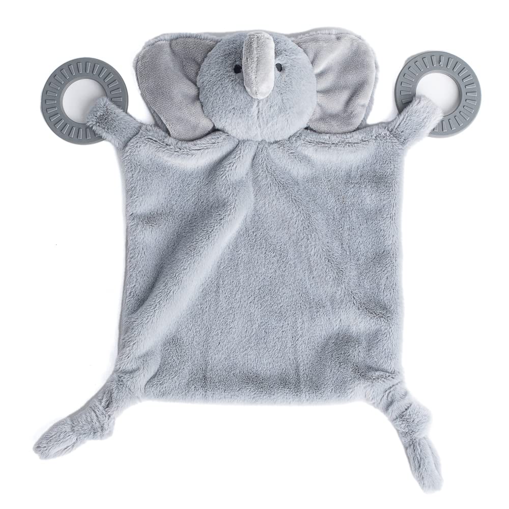 Baby Teether & Plush Lovey by Bella Tunno, Silicone Teether with Animal Snuggle Toy & Sensory Rattle, Teething Relief for Babies 0-6 Months, 6-12 Months, Elephant