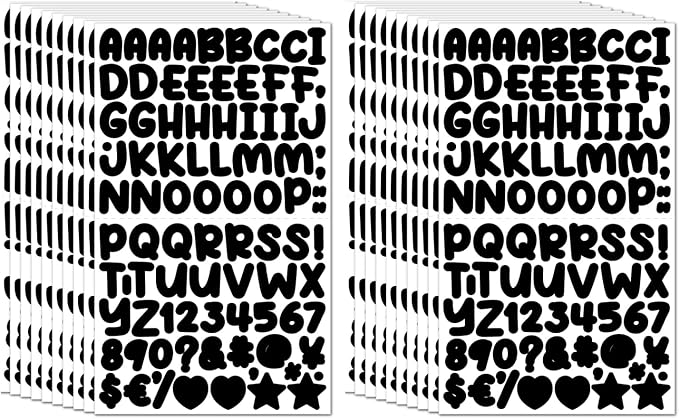 1800 Pieces 20 Sheets Small Letter Number Stickers, 1/2inch Self-Adhesive Vinyl
