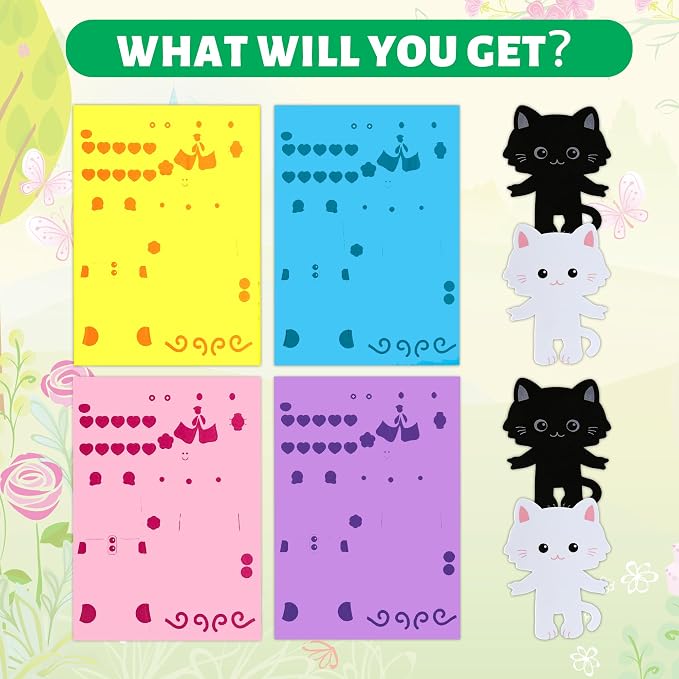 VKPI 4 Pieces Cats Foam Art Crafts Gift Kit, Creative Make Your Own Kittens