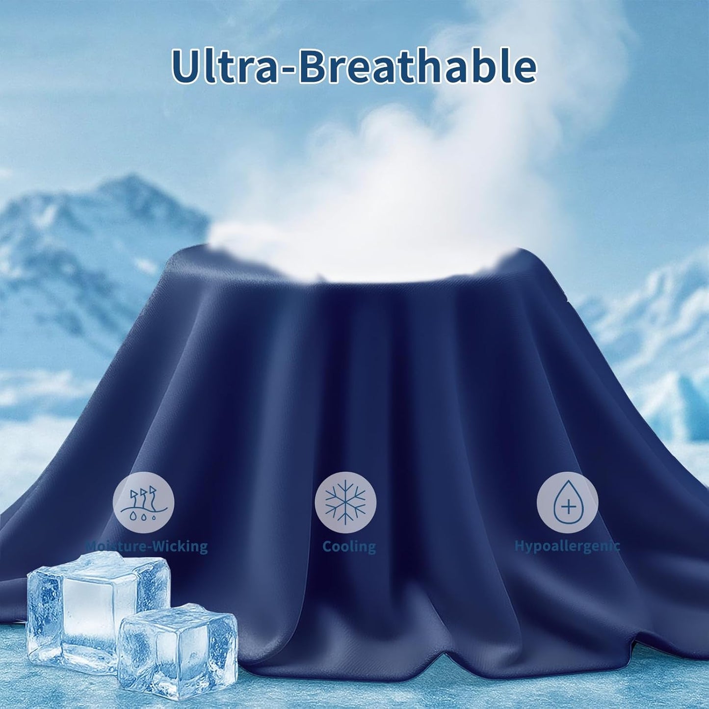 Cooling Pillow Cases Queen Size Set of 2, Ice Cool Silky Pillow Covers for Hot Sleepers & Night Sweats, Reduces Wrinkles & Frizz Softer Like Silk Pillow Cases, Royal Blue, Christmas Stocking Stuffers