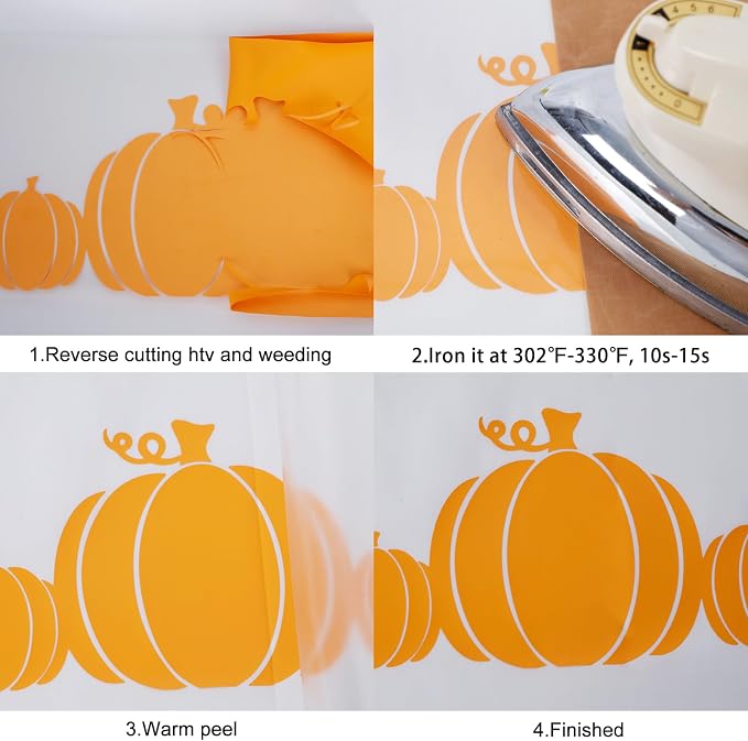 FUNKAKA Light Orange HTV Heat Transfer Vinyl Rolls, Adhesive HTV Vinyl