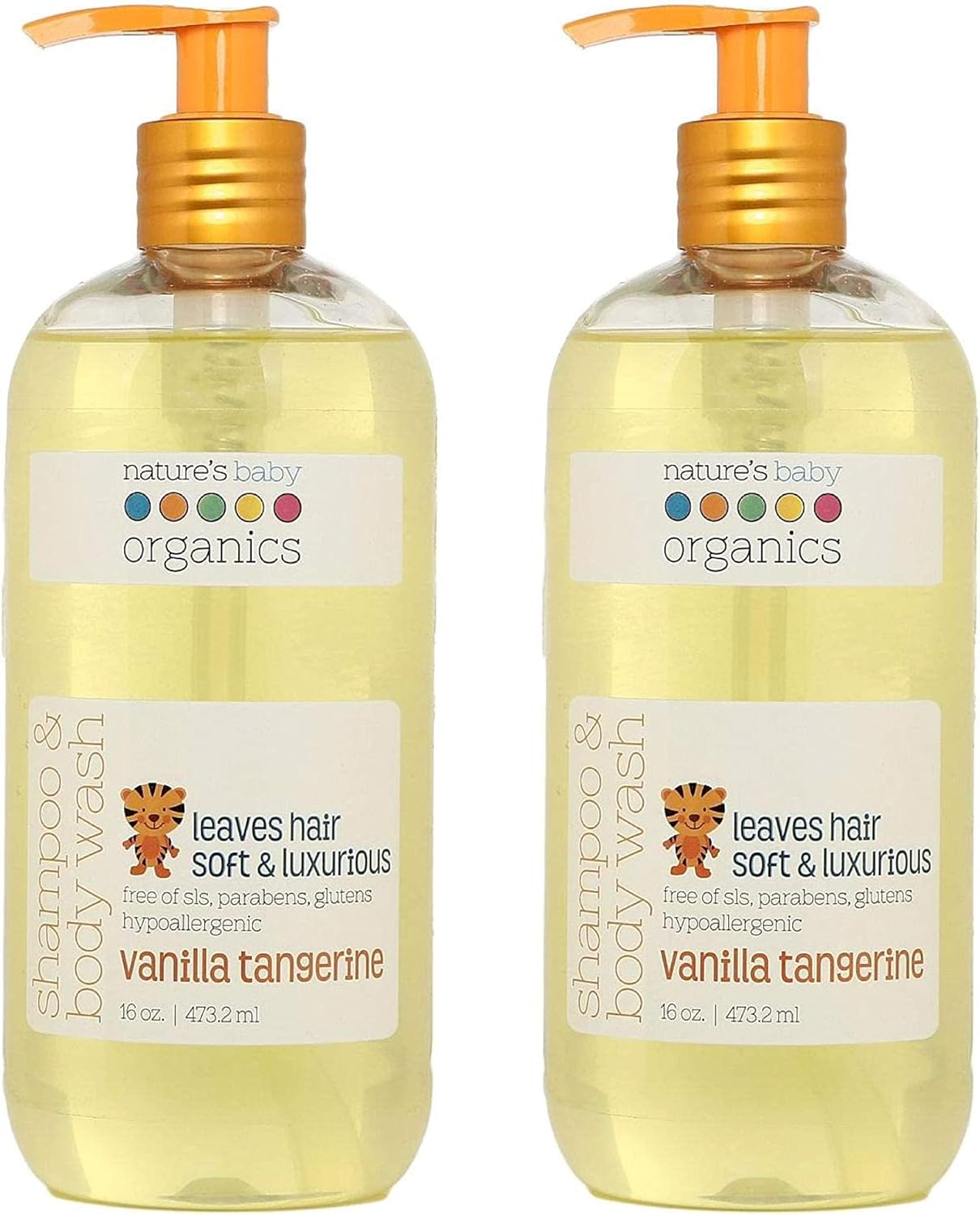 Nature's Baby 3-in-1 Shampoo/Body/Face Wash - Formulated for Problem and Sensitive Skin - No Sulfate or Artificial Fragrances - Tear Free - Vanilla Tangerine, 16 oz, 2 Pack