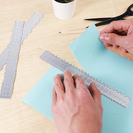 JJUNW 3 Pcs Deckle Edge Ruler Carbon Steel Metal Paper Tearing Ruler Craft Ruler