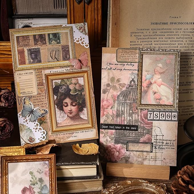 180 Pieces Vintage Scrapbook Picture Frame Cutouts Paper Stickers