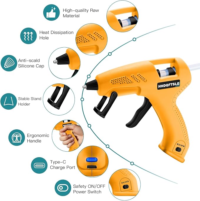 Cordless Hot Glue Gun, Fast Preheating
