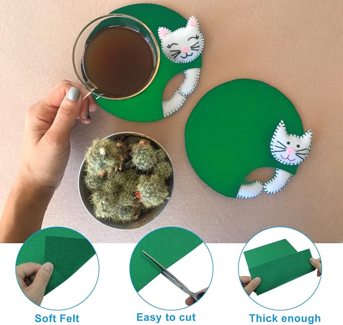 6 Pcs 8 x 12 Inch Green Felt Sheets, 2mm Thick | Felt Fabric