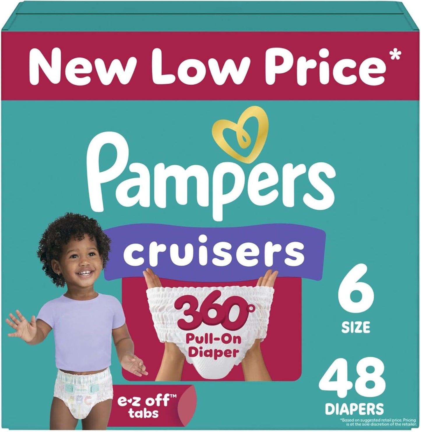 Pampers Diapers - Cruisers 360 - Size 6, 48 Count, Babyproof up to 100% Leakproof Pull-On Diaper