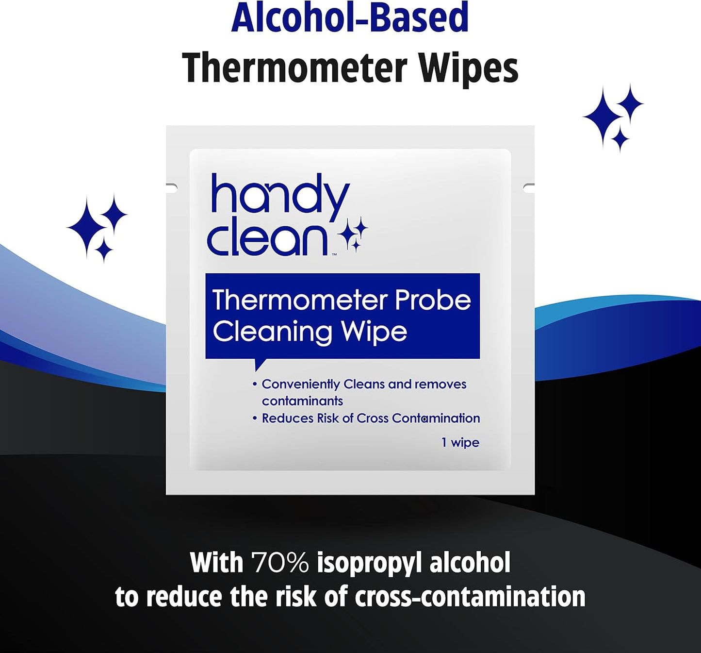 HandyClean Thermometer Cleaning Wipes, 70% Isopropyl Alcohol, Wipes for Probe Thermometer, 1000 ct of 2 x 1 inches Individually Wrapped Wipes