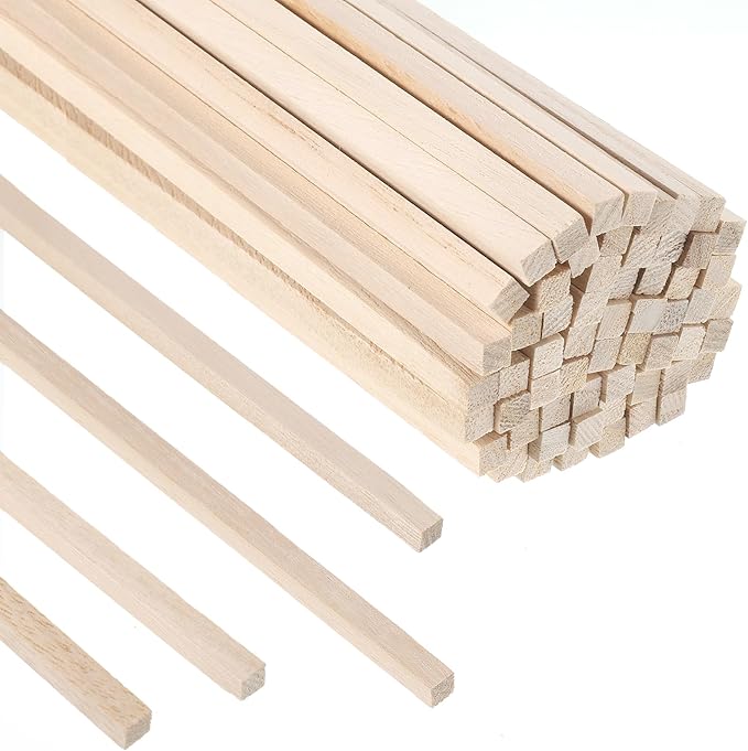 70 Pack Balsa Wood Sticks 1/4" X 12" Square Dowel Rods