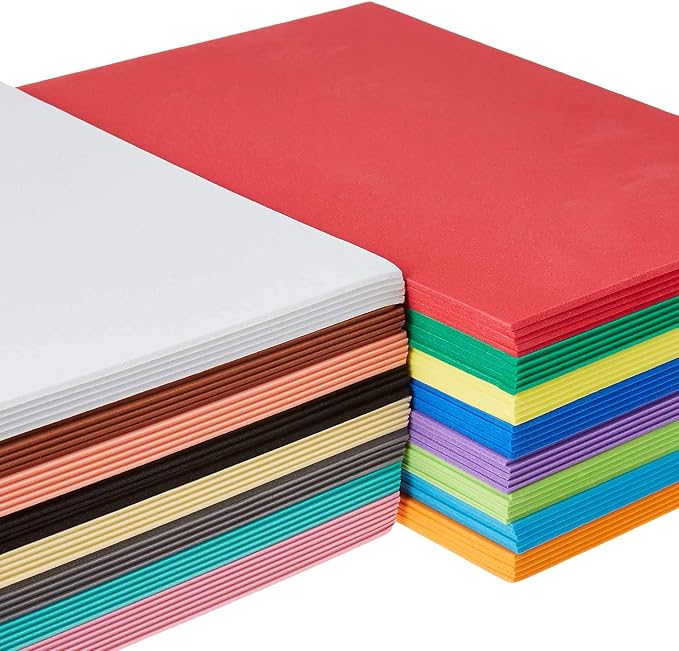 80 Pack EVA Foam Handicraft Sheets, 16 Colors, 6 x 9 Inches, 2mm Thick