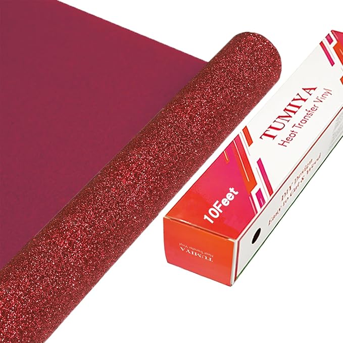 TUMIYA Red Glitter Heat Transfer Vinyl HTV Roll