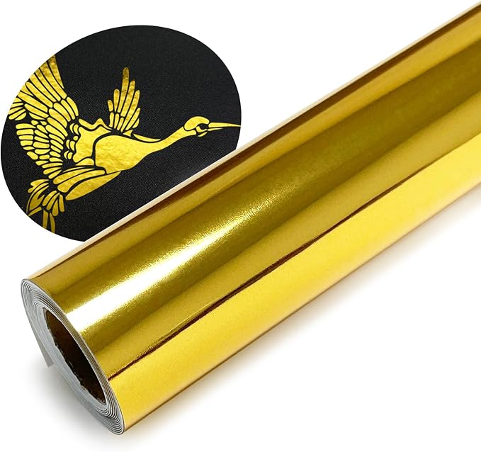 Metallic Heat Transfer Vinyl Roll 12" x 5ft Chrome Gold Iron on Vinly, Soft