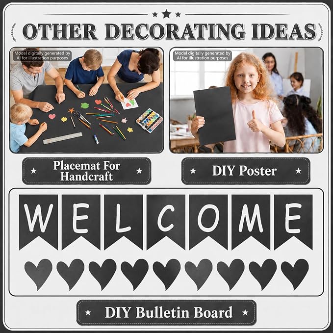 Black Bulletin Board Roll Non-Woven Fabric Poster 16in X 12ft | Back to School