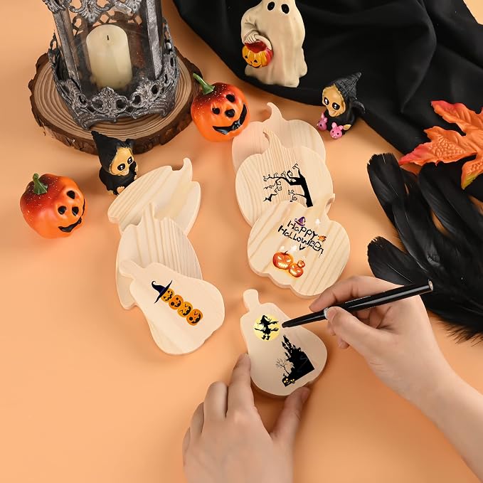 9 Pieces Fall Pumpkin Wooden Cutouts Thicken Thanksgiving Wood Signs Unfinished