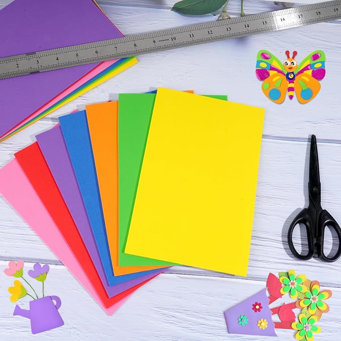 18 Sheets EVA Foam Sheets, 9 Colors 5.5 x 8.5 Inch 2mm Craft Foam | 9 Vibrant