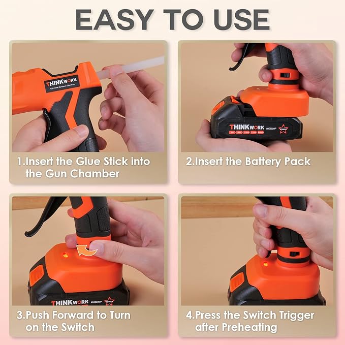 THINKWORK Hot Glue Gun, 20V Cordless Glue Gun