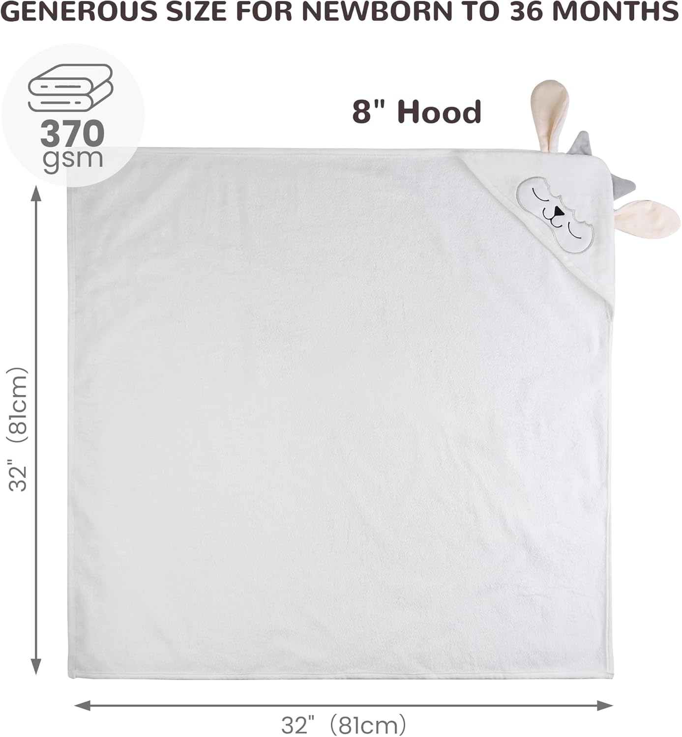 Viviland Hooded Baby Towels, Soft 100% Cotton Baby Bath Towels with Hood, Extra Thick and Absorbent, Essential for Newborns, Kids, Infants - Girls and Boys (Sheep)