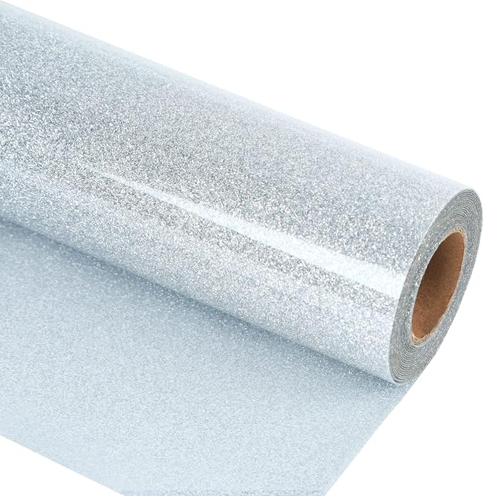 guangyintong Glitter Silver Heat Transfer Vinyl HTV Rolls, HTV Vinyl