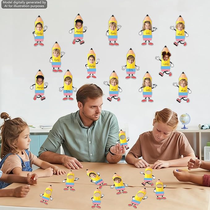 60Pcs Pencil Photo Paper Cutouts Pencils Bulletin Board Decor Pencil DIY Photo