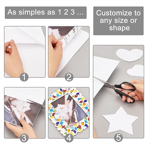 BENECREAT 10 Sheet 12x12inch Double Sided Adhesive Foam Sheets, 1mm Thick White