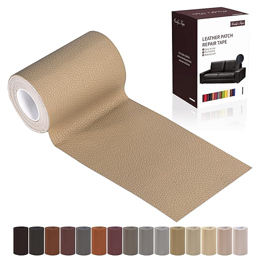 Leather Repair Patch Tape, Dark Beige 3 x 61 Inches Self Adhesive Leather
