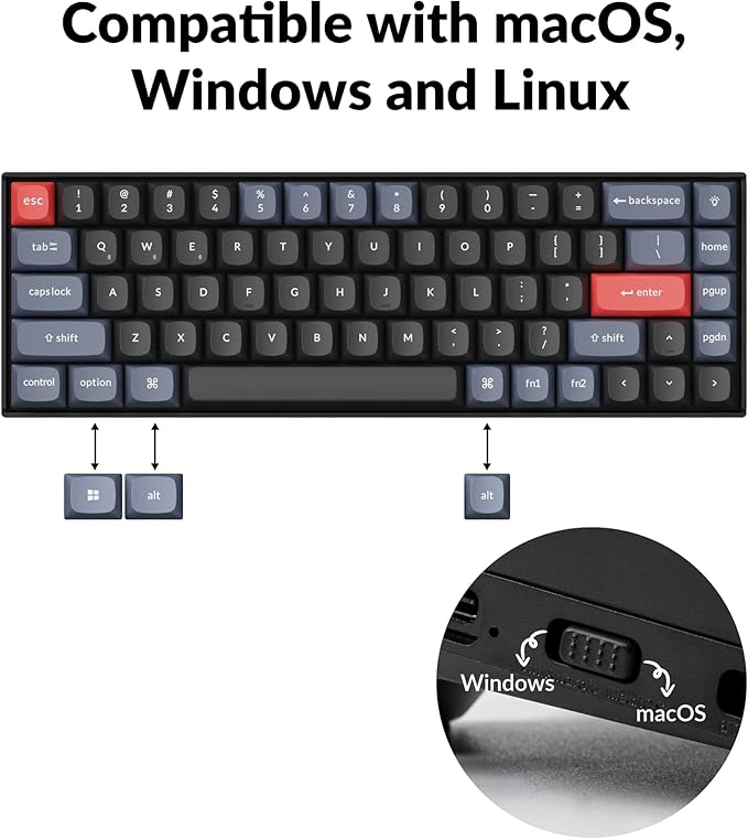 Keychron K6 Pro Wireless Custom Mechanical Keyboard, QMK/Launcher Programmable Macro, Hot-Swappable Keychron K Pro Red Switch Keyboard, 65% Layout White Backlit Office Keyboard for Mac Windows Linux