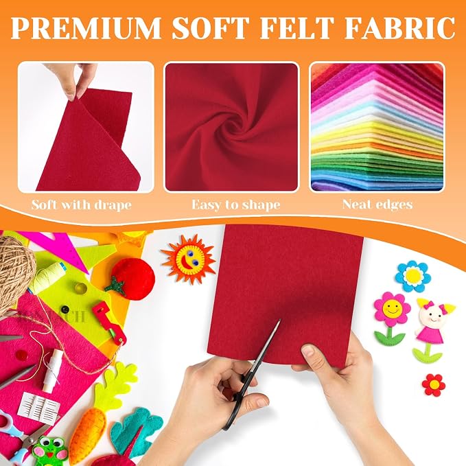 IONTACH 9" X 12" Felt Fabric Sheets 1.6mm Thick | Soft Felt